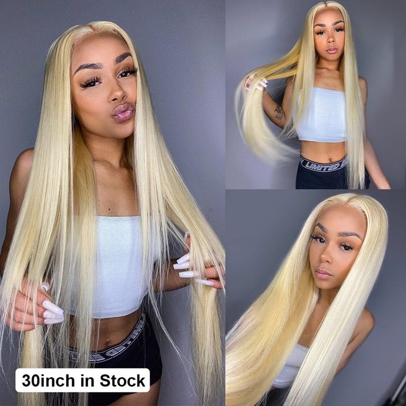 #613 Blonde Silky Straight 13x4 Lace Front Wig 180% Density - 图片 7